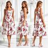 Damen ärmelloses Midi-Kleid mit Blumenprint, elegantes quadratischer Ausschnitt A-Linie lässiges Sommerkleid für den Urlaub