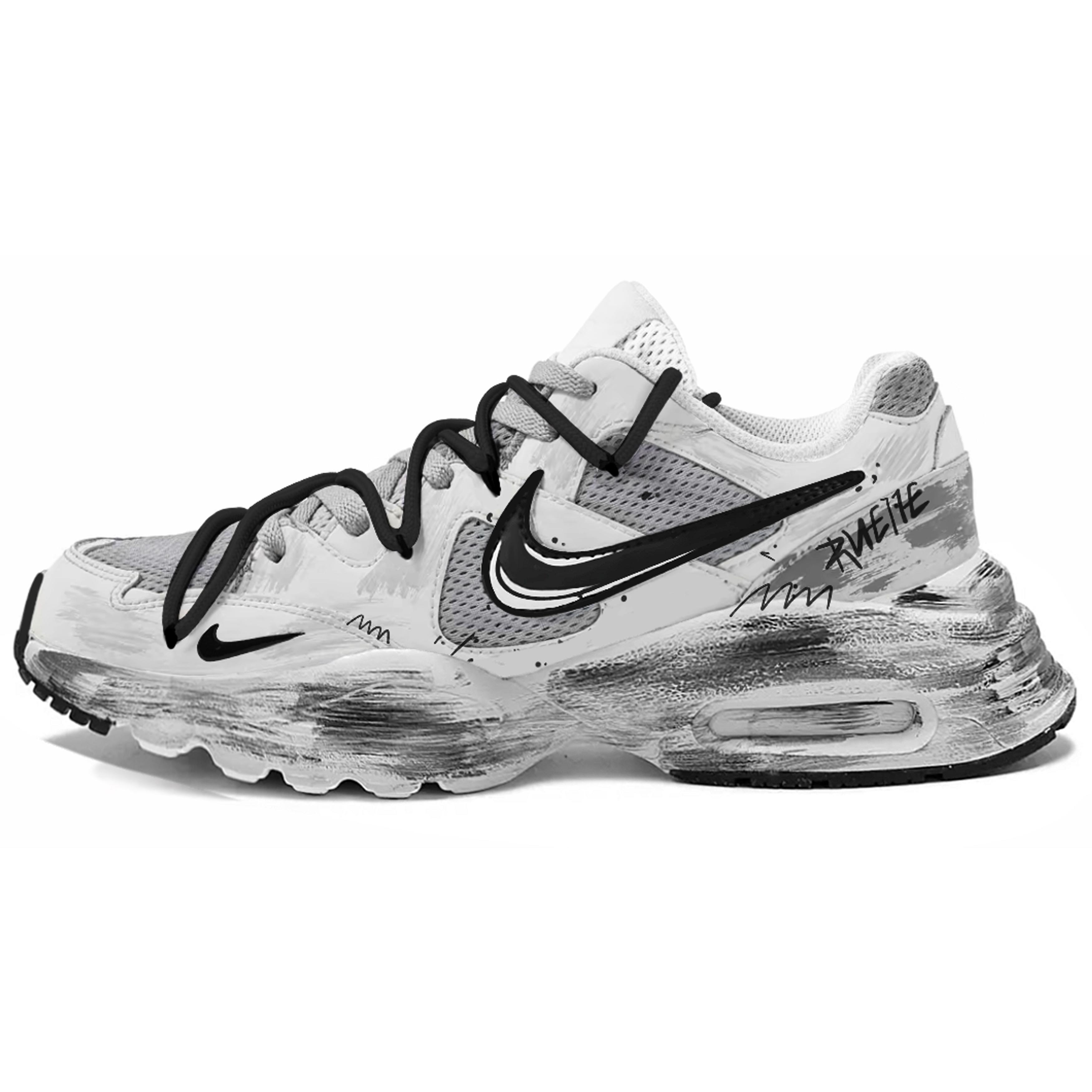 

Nike Air Max Fusion Leather, Mesh Height Increasing Slip Resistant Low top Running Shoes Unisex Black White CJ1670-102(Team901-) 42