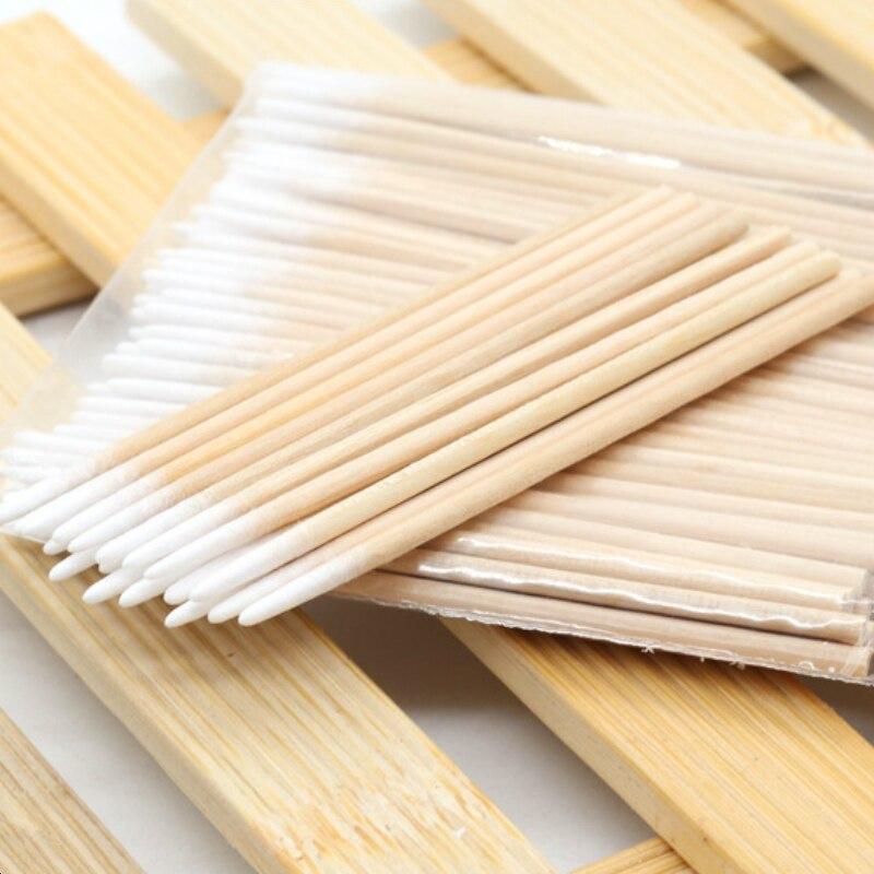 100 Pezzi Pennelli Micro Senza Pelucchi Cotonfiocchi in Legno Bastoncini di Cotone Bastoncini di Legno per Cura Pulizia Cotonfioccolo Cosmetico Strumenti per la Rimozione della Colla per Estensioni Ciglia