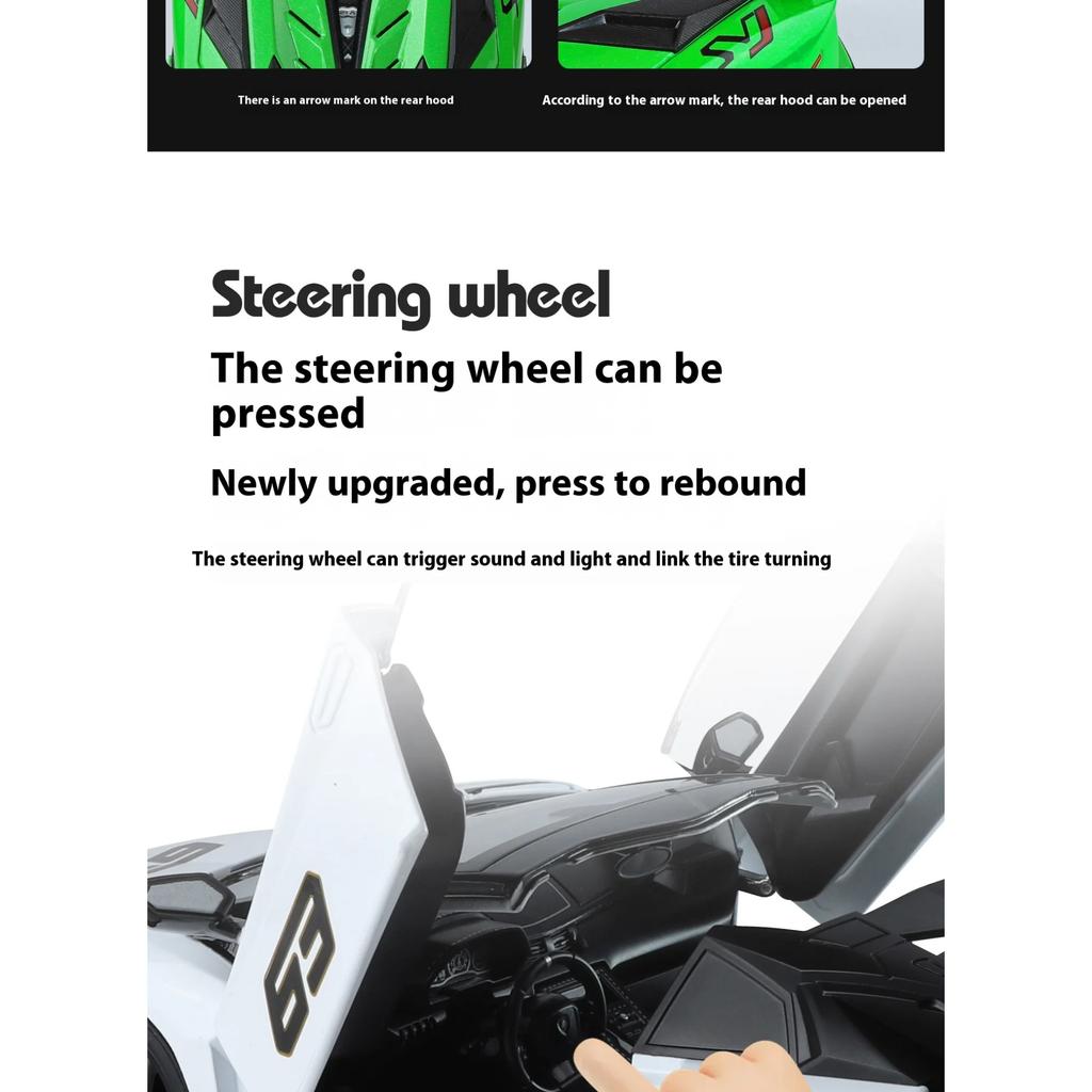 Large 1/18 Lamborghini Aventador SVJ Supercar Model Simulation Interior Details Adult Collection Ornaments Boy Gift Halloween Toys