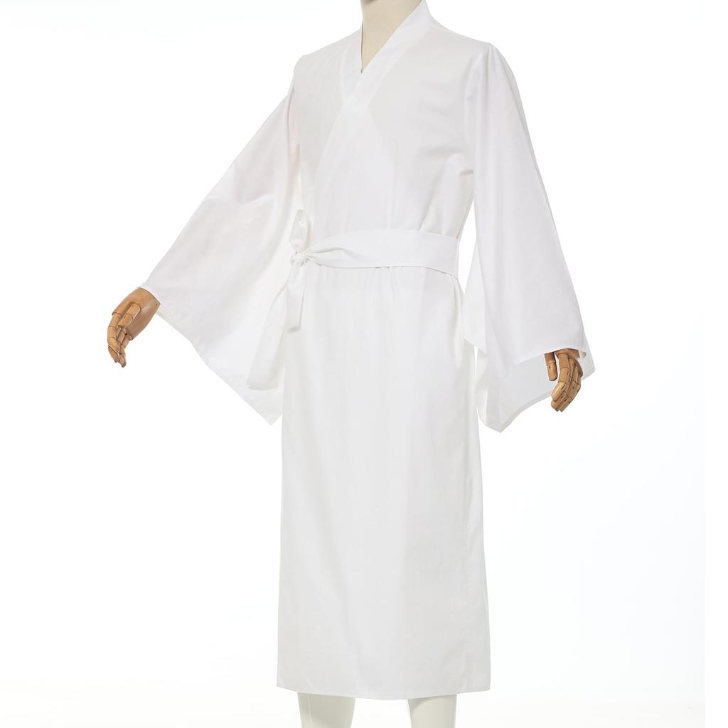 [FAD-4U] Męskie Białe KimonoYukataBiały Szlafrok, 100% Bawełna, Jednolity Kolor, Biały i Czarny, Odpowiedni do Świątyń, dla Mnichów, dla Gentlemanów, Duże Rozmiary