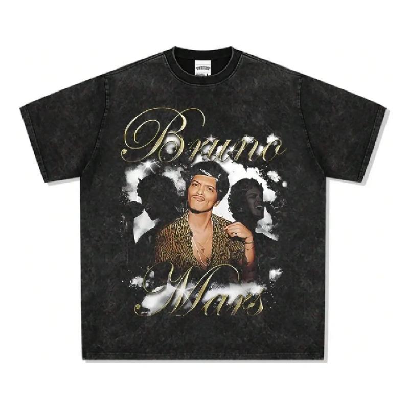 Camiseta Americana Bruno Mars, Moda Callejera, Estampado Vin S разноцветный