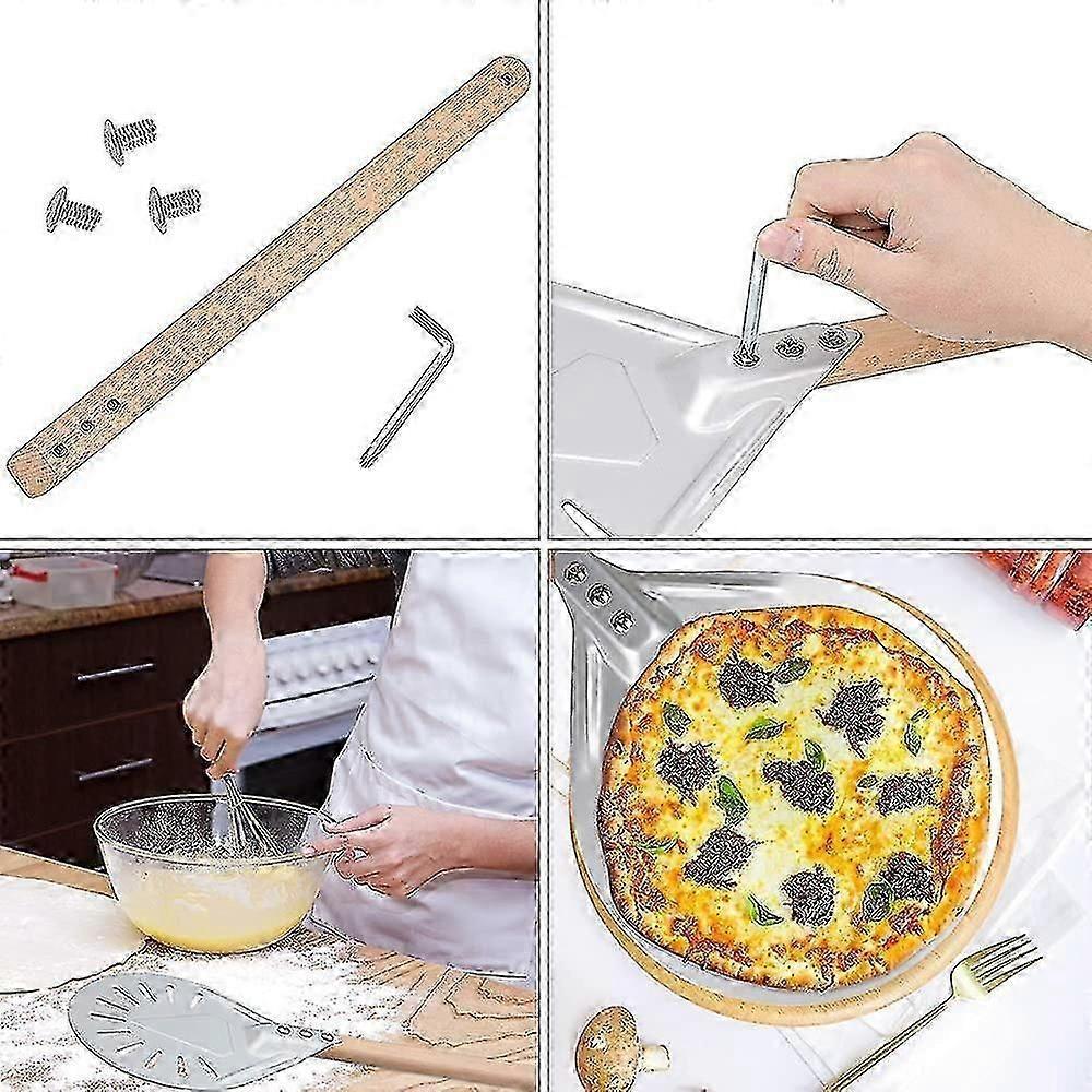 7" Pizza Turning Peel Pizza Shovel Paddle Pizza Server Cake Spatula Wooden Handle