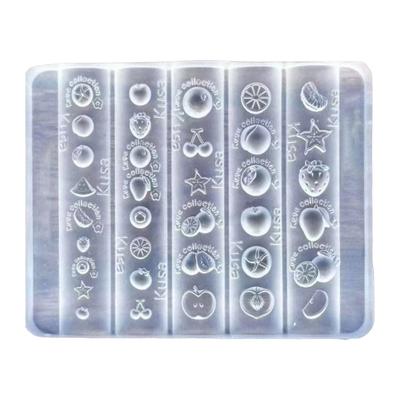 Molde Reutilizável de Silicone para Arte de Unhas para Escultura de Frutas Acessórios de Decoração de Unhas DIY Estênceis de Unhas para Mulheres