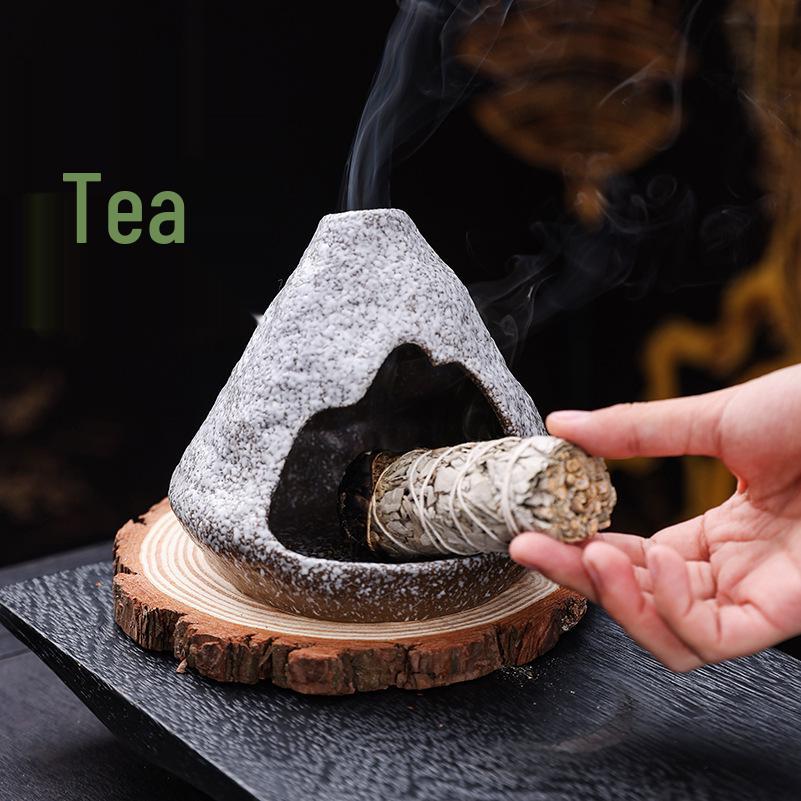 Ceramic Sage Burning Incense Burner Fireplace Ornament with Aroma Diffuser