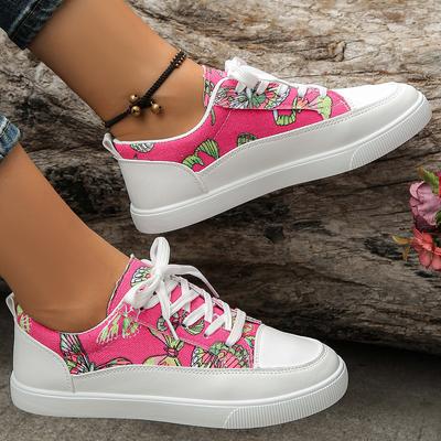 Zapatos Individuales de Talla Grande para Mujer Zapatos Transpirables Estampados Zapatos Casuales de Lona con Cordones de Caña Baja para Mujer