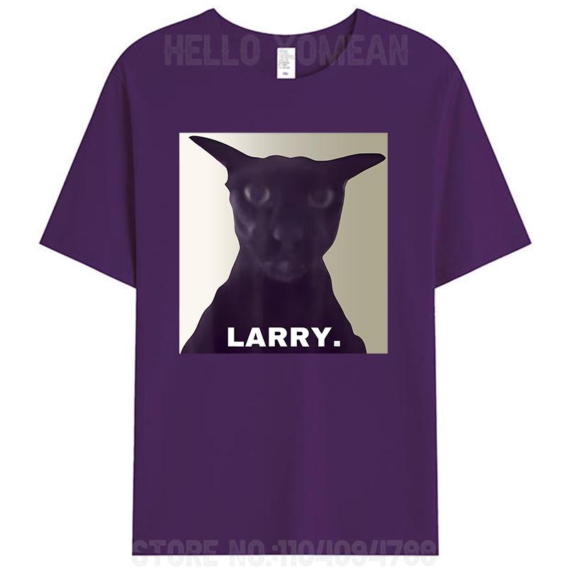 Funny Evil Larry Cat Dank Brainrot Silly Cat Meme Sarcastic Unisex Cotton T-Shirt Women Men's Tee Tops