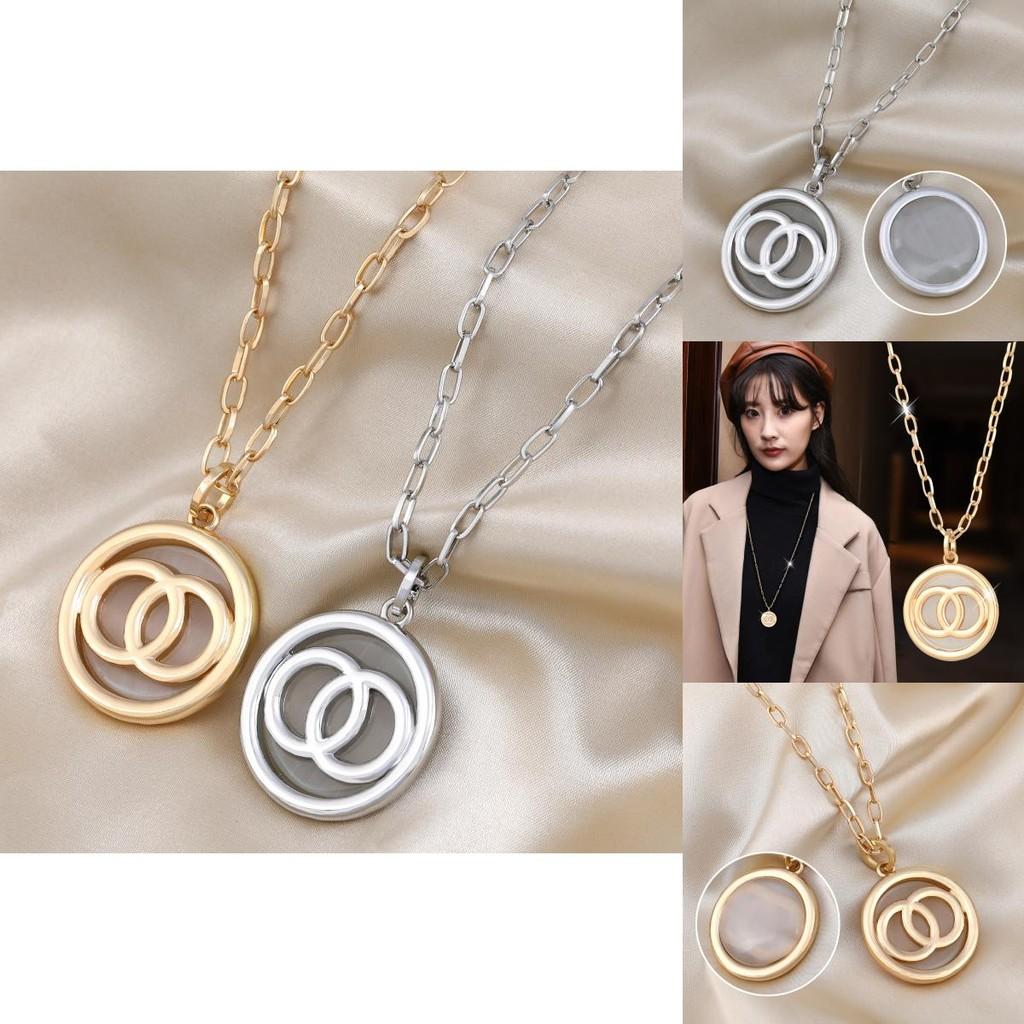 Trendy Double Loop Necklace Versatile Geometric Design Unisex Fashion Jewelry