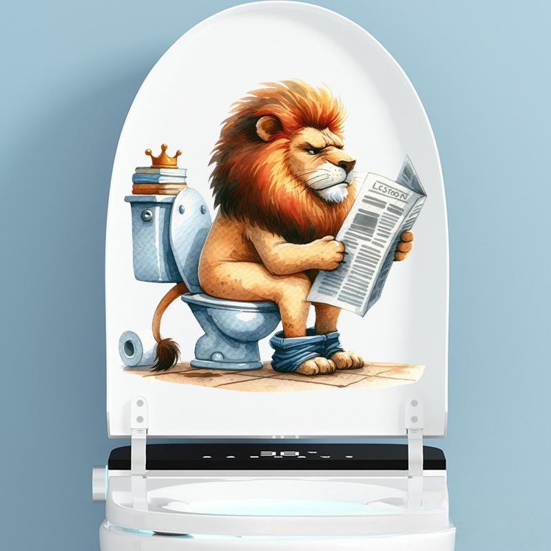 Funny Animal PVC Toilet Seat Stickers Monkey Zebra Giraffe Decals Waterproof Bathroom Wall Door Decor Creative Removable Decals