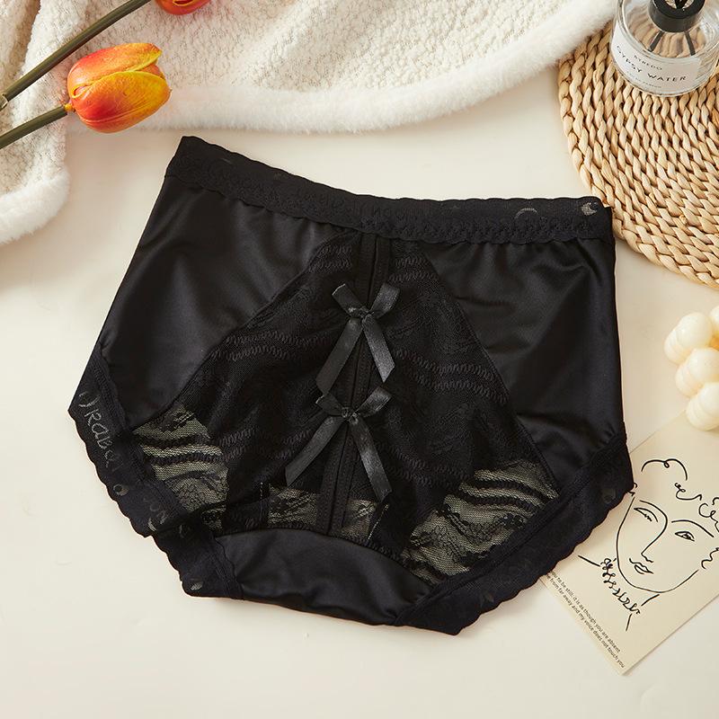 Übergröße Damen Sommer Sexy Spitze Schleife Ausgeschnitten Eis Seide Umwickelt Hüfte Hohe Taille Slips