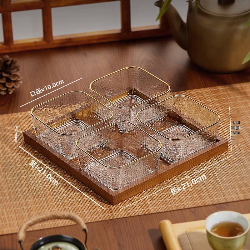 

Vintage Hand-Painted Glass Snack Plate Set