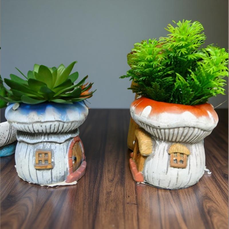 Original Mushroom Shape Cement Succulent Planter  Mini Garden for Office Desk Home Decor Balcony Creative Gift for Plant Lovers