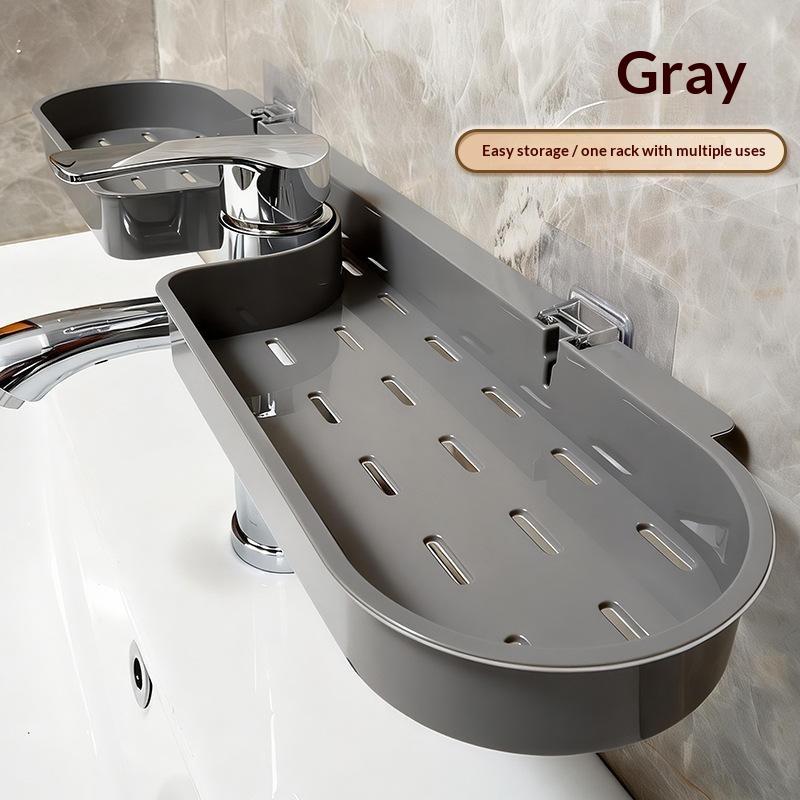 U Shaped Faucet Storage Organizer No Drill Wall Mounted Plastic Shelf for Home Kitchen Sink Bathroom Accessories Holder 1Pcs