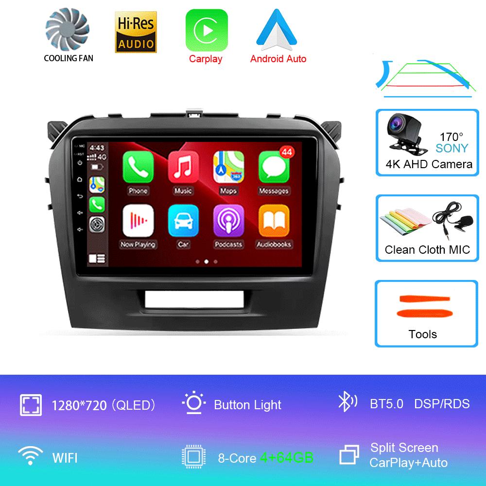 Car Radio Android 14 Carplay Auto For Suzuki Vitara 2015 2016 2017 2018 2019 Multimedia Video Player Navigation Gps Stereo Audio