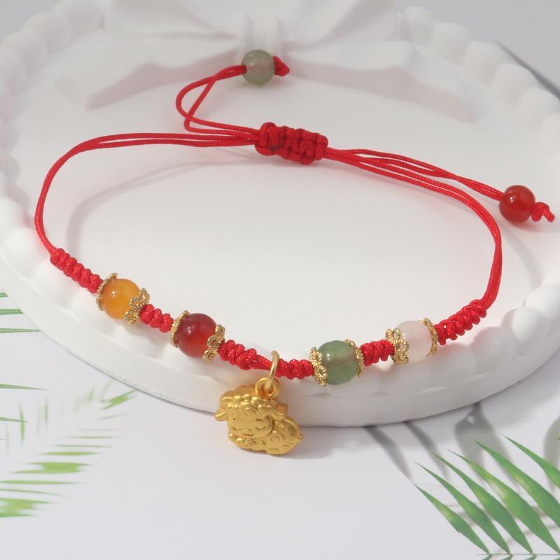 Handmade Braid Lucky Sheep Red String Bracelet Chinese Zodiac Sign New Year Rope Braided Bracelet Gifts For Women Men Kids
