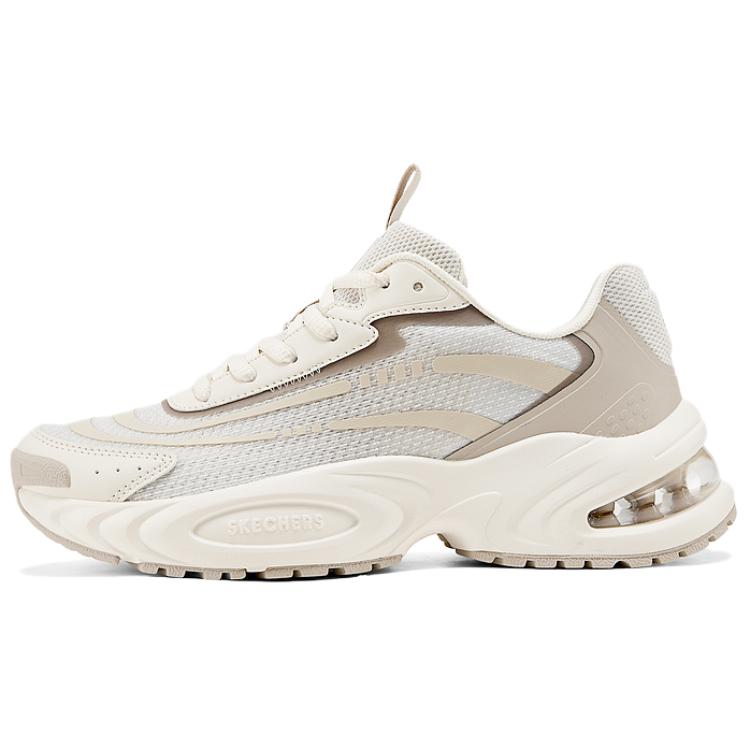 Skechers Street Fabric Synthetic Leather Comfortable Versatile Shock Absorbing Wear Resistant Low Top Dad Shoes Women sneaker Beige 177607-NAT 36