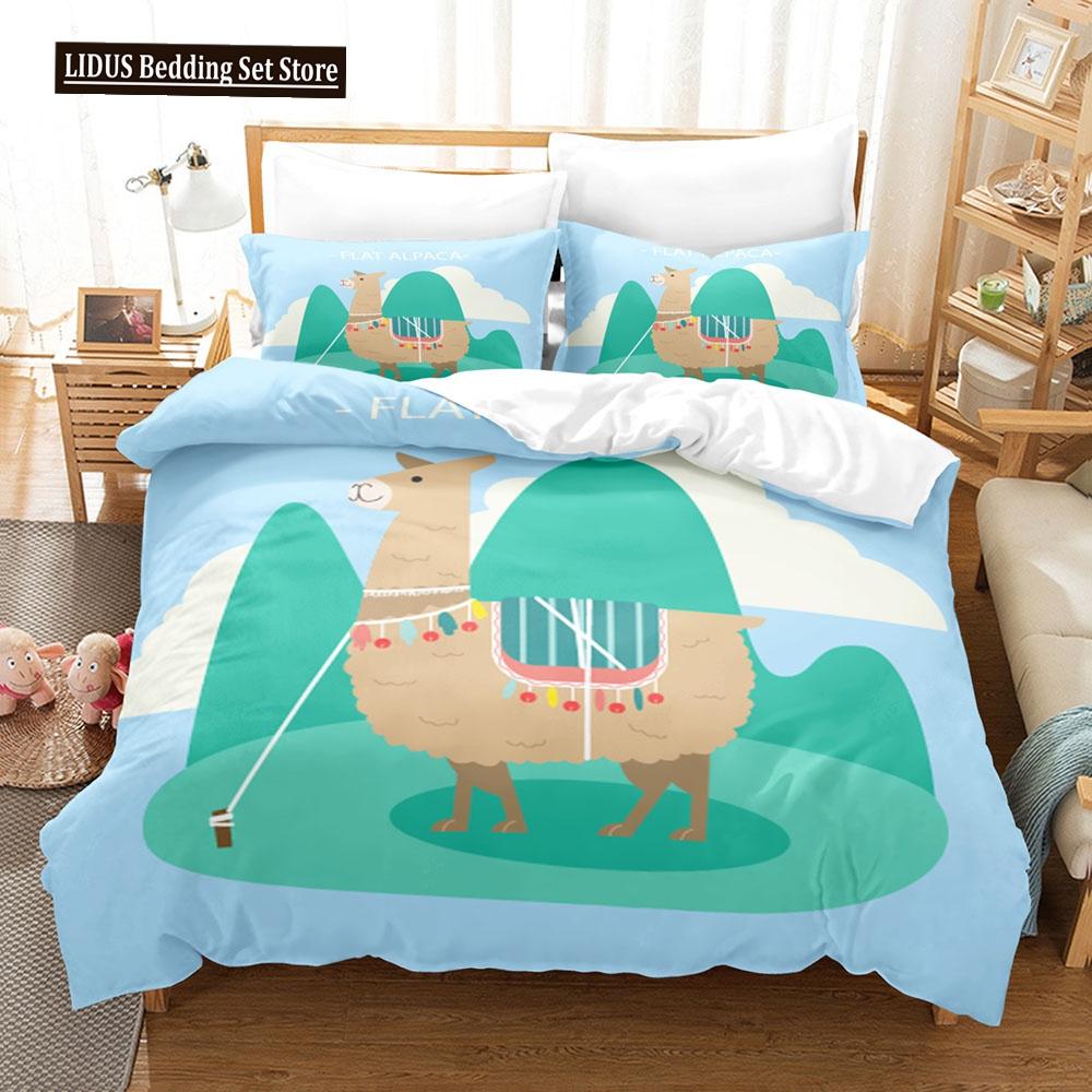 Cartoon Goat Duvet Cover Set Cute Kawaii White Goat White Background King Queen Size For Girls Boys Gift Polyester Bedding Set