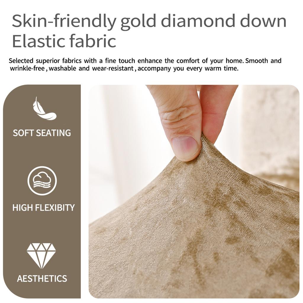 Buckle Non-Slip Gold Diamond Fleece Solid Color Elastic Chair Cover Household Hotel Dining Chair Cover Dust Chair Cover
