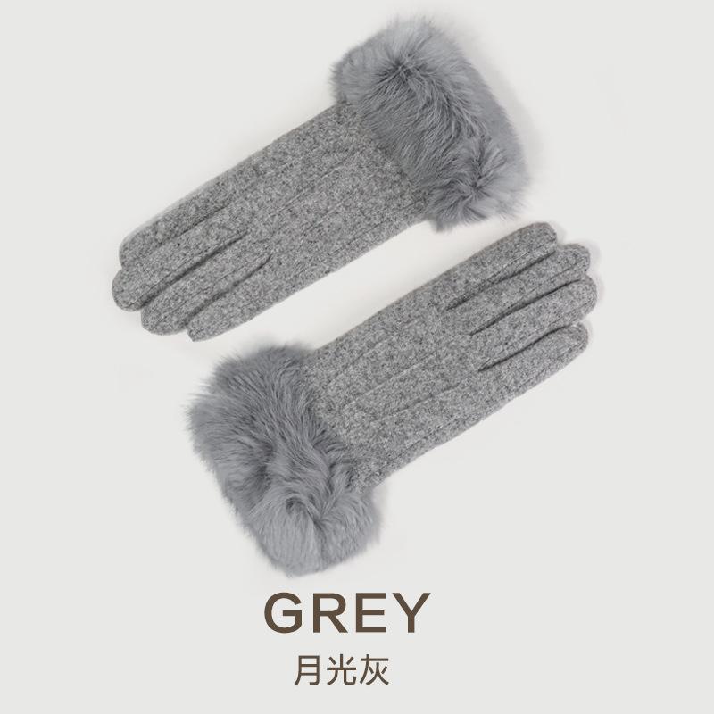 Wool wool premium cashmere gloves women's velvet warm driving cute gloves