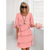 PEYWOW Women's Fashion Summer Spring O-Neck 1/2 Sleeves Solid Color Print Casual Dresses