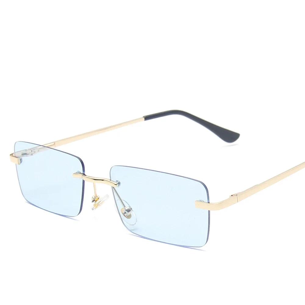 Luxury Designer Sunglasses for Women Rectangle Cutting Shades Frameless Eyeglasses Fashion UV Protection
