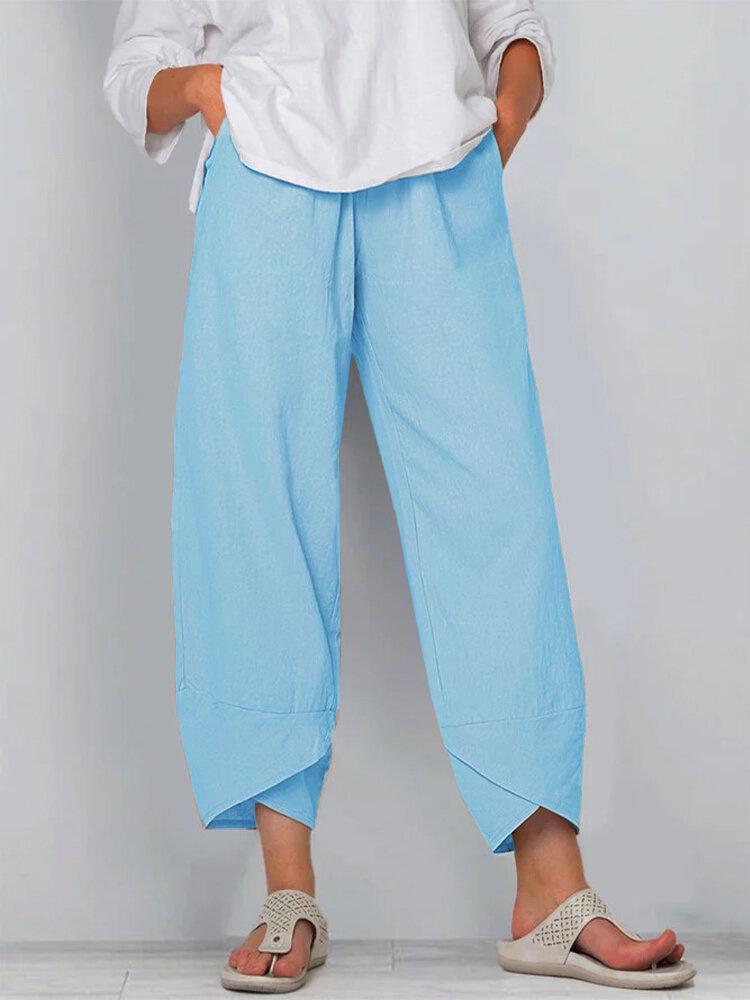 Elastic Waist Cotton Linen Loose Casual Pants for Women - Spring/Summer Collection
