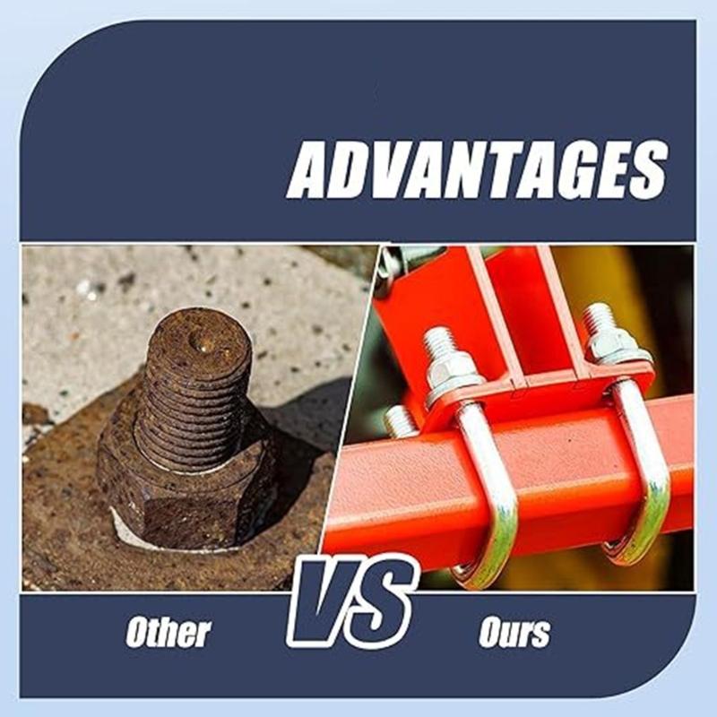 Carbon Steel Square U Bolt Set 4PCS with Accessories Simple Installation for Mechanical Repair Automotive Pipe Securing