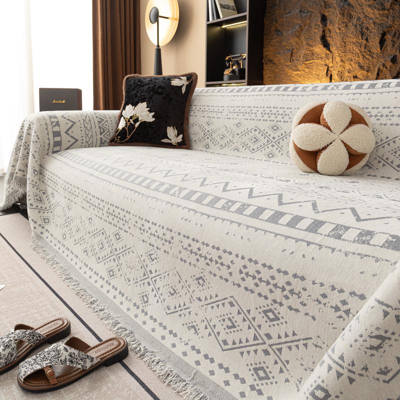 

Шенилл Этнический стиль Чехол для дивана Полное покрытие Противоскользящий Защитник дивана Универсальный Плед для дивана Кемпинговое одеяло Коврик для дивана Всесезонный 180*230cm серый