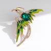 Colorful Phoenix Reborn Ashes Red Green Crystal Rhinestone Enamel Brooch Pins Party Wedding Girl Gifts
