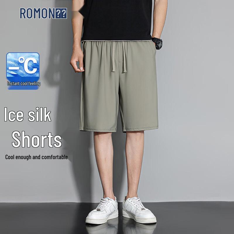 ROMON Men's Ice Silk High Elastic Casual Shorts