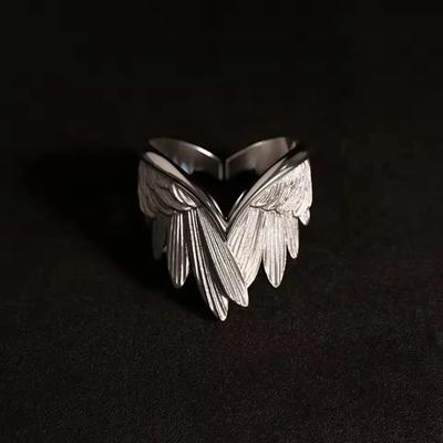 Vintage Angel Wings Ring for Women Men Girls Punk Gothic Adjustable Open Ring Handmade Designer Retro Jewelry Accessories Gift