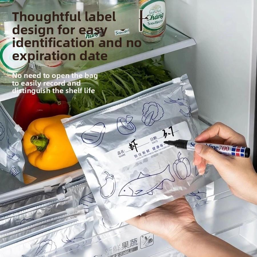 Aluminum Foil Food Preservation and Sealing Bags, Food Grade, Refrigerator and Household Food Preservation and Packaging Storage Bags, Zipper Type.