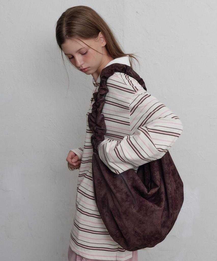 Moonish Shirring Gather Bag (Plum Brown)