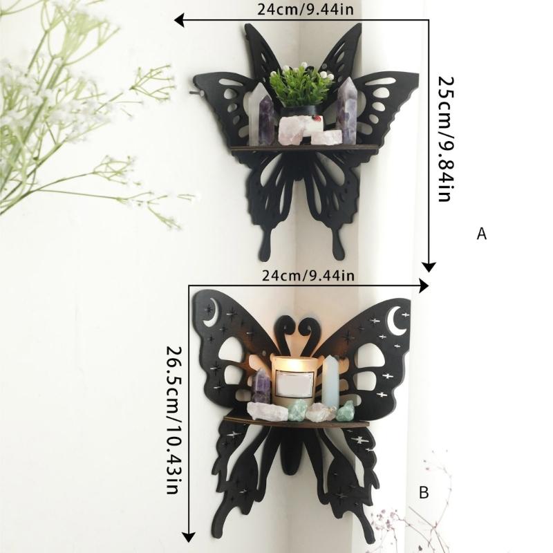 Butterfly Shaped Decorative Stand Fashionable Wall Shelf with Large Capacity Wood Jewelry and Perfumes Storage Rack