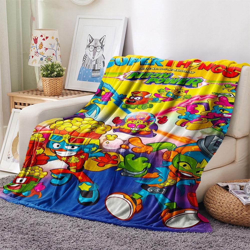1PC Superthings Patterned Flannel Blanket Suitable For All Seasons for Home Decor Warmth and Comfort Gifts Holiday Present