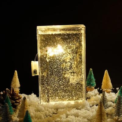 Magische Schneelandschaft Nachtlichter Kleine Straßenlaterne Schnee Fließende Nacht DIY Weihnachtslicht Weihnachts-Schreibtischdekoration Handgemacht
