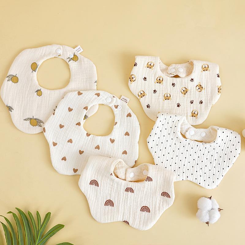 3pcs Pure Cotton Gauze Bibs Cute Parint Adjustable buckle Baby Scarf Newborn Boys Girls Cloth Bib Saliva Scarf