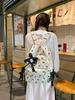 Bow Print Backpack for Junior/Senior High School, Versatile Casual Double-Compartment Student Bag