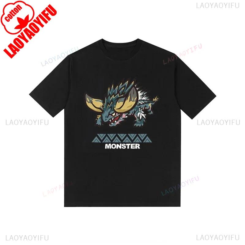 Monster Hunter Tshirt Funny Game Fans Cartoon Tops Cotton Korea Style Short Sleeve T Shirt Casual Hipster Streetwear Man Tees
