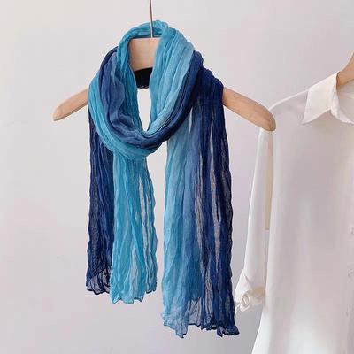 Écharpe rétro dégradée pour femme - Longue, plissée, légère, chaude, parfaite pour le printemps