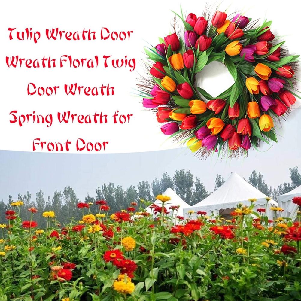 Artificial Tulip Wreath Spring Door Wall Decor