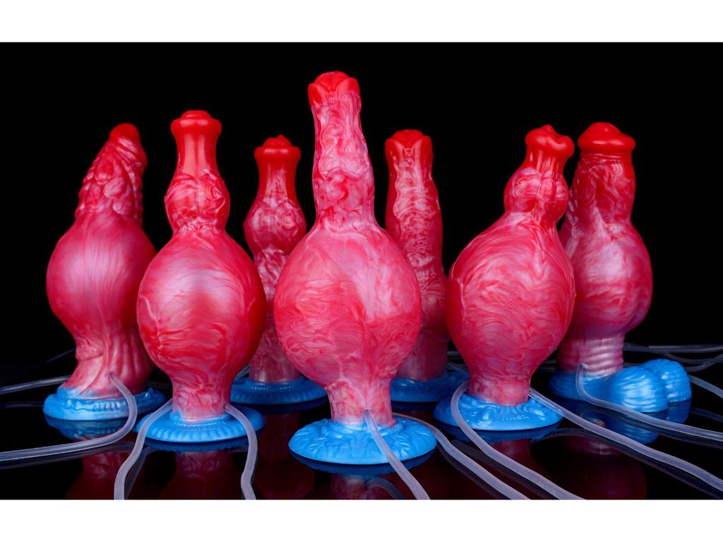 Dragon Flame Inflatable Silicone Dildo with Water Spray and Dog Knot Design for Women