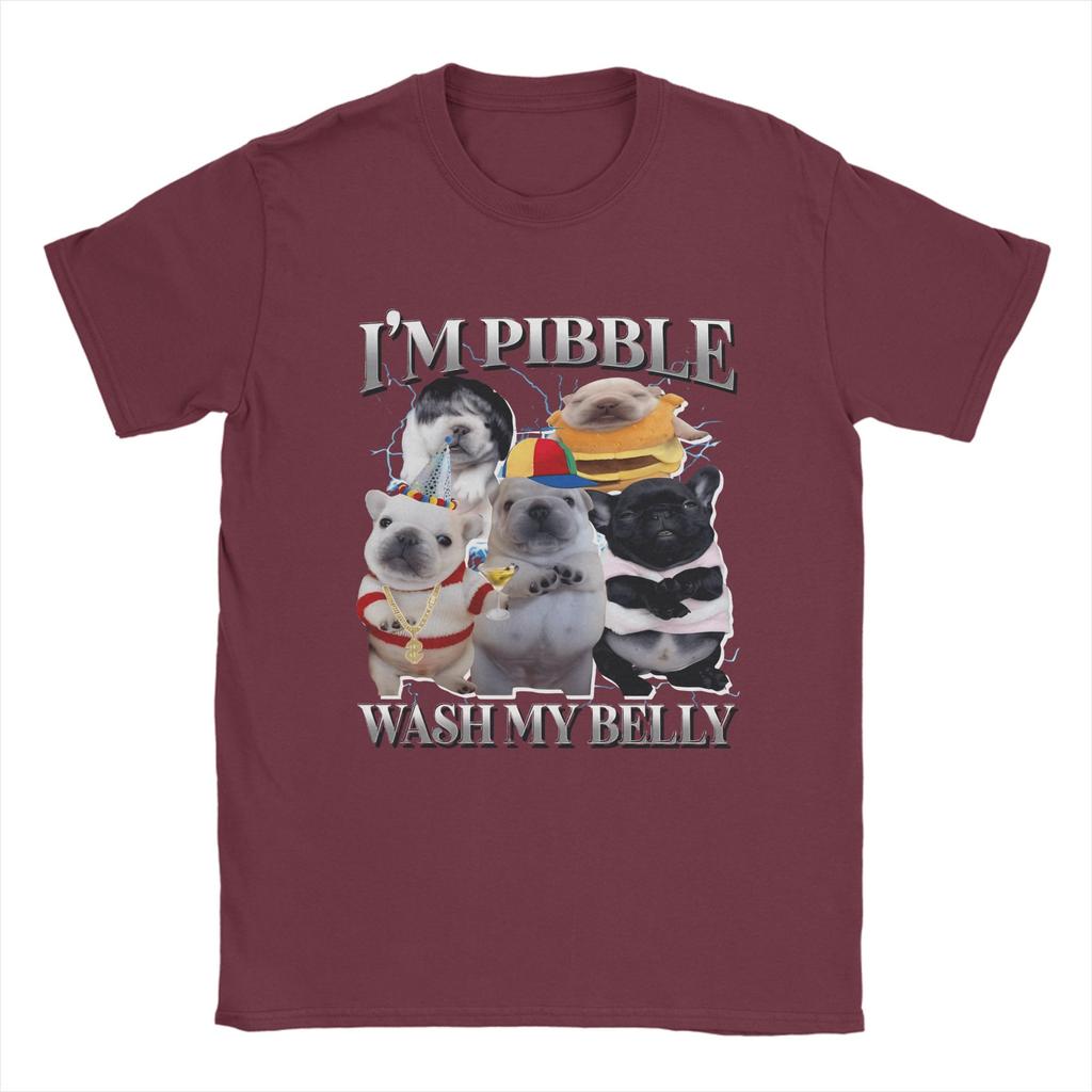 Funny Pibble Dog Meme Brainrot Wash My Belly T-Shirt Beach Cotton T-Shirts Adult Trendy Design Tshirt Short Sleeve Basic Clothes