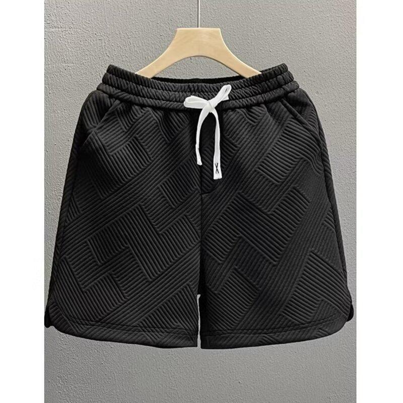 Men's Trendy White Diamond Pattern Shorts – Stylish Summer Home Wear