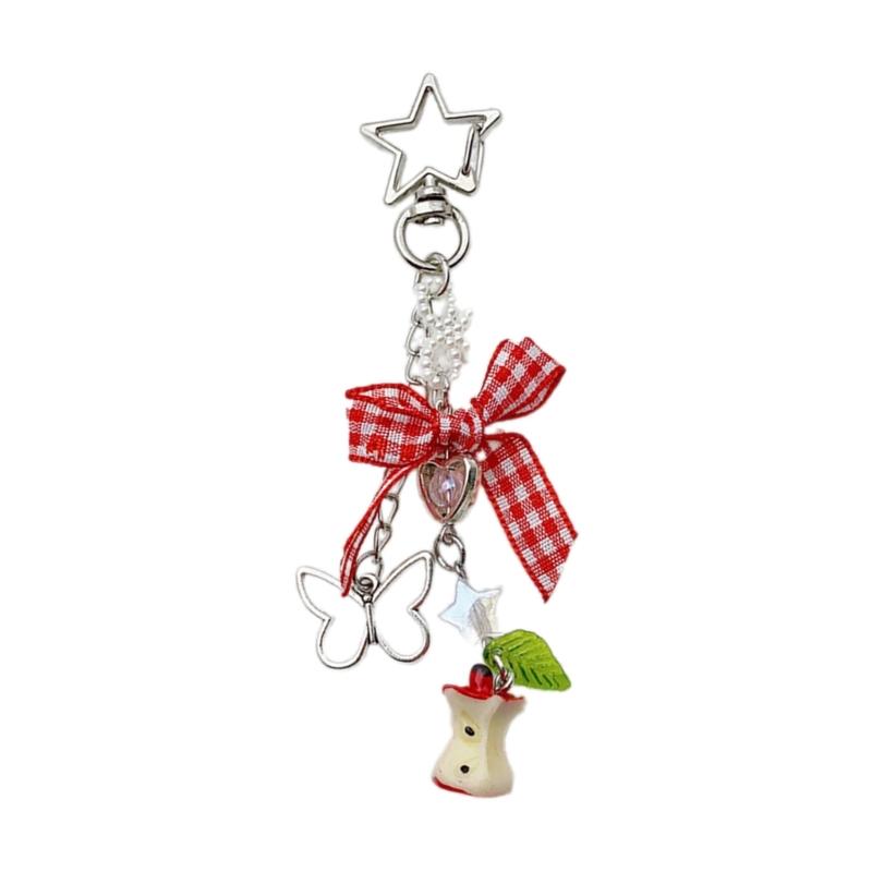 

Handcrafted Phone Charm Straps Chain Chic Bowknot Keychain Phone Straps Chain Stylish Keyring for Fashion Enthusiasts