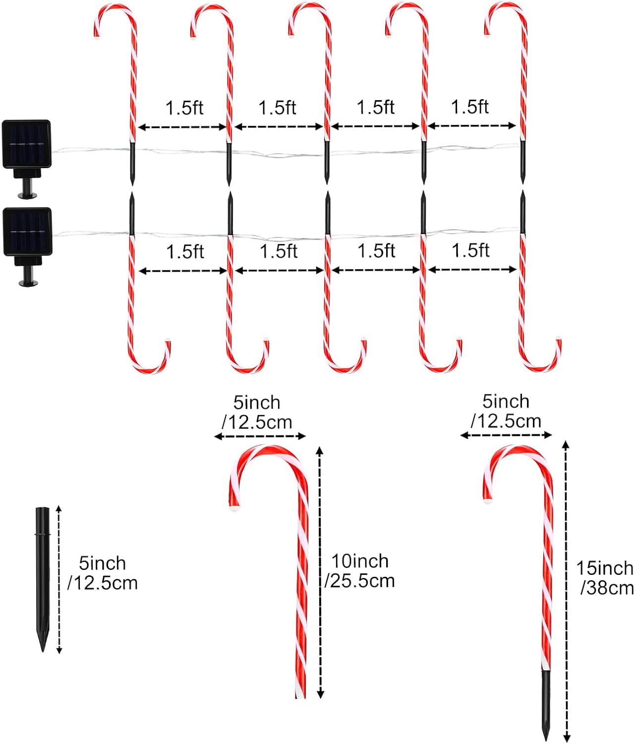 

10 pcs 10 Solar Garden Lights, Waterproof Christmas Pathway Lights for Patio Yard Decoration United States
