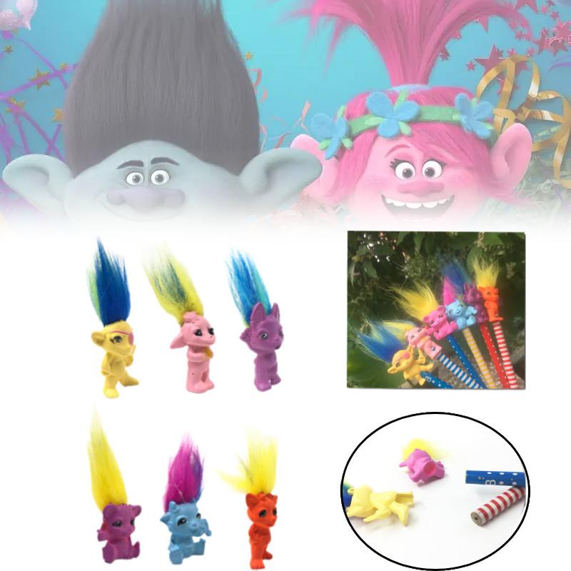 Boneca Troll de Plástico Adorável de Desenho Animado Com Cabelos Coloridos Brinquedo Colecionável Vintage