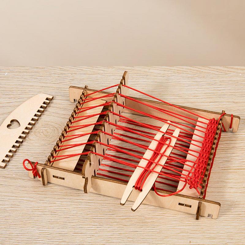 Kids Weaving Machine Kit Knitting Yarn Weaving Machine Kit Wooden Educational Interactive Creative Learning Toy For Crochet Kids