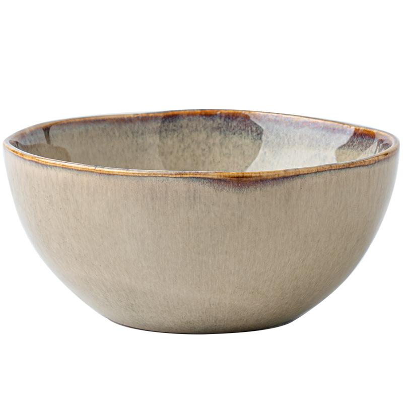 Vintage Nostalgic Noodle Bowl 5.5-Inch Ceramic Bowl Breakfast Bowl Thickened Irregular Kiln Salad Bowl Outlet