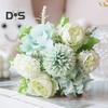 Artificial Flowers Fake Peonies Bouquet Mixed Faux Silk Flowers Artificial Blooms Bunch for Table Centerpiece Wedding Party Decor